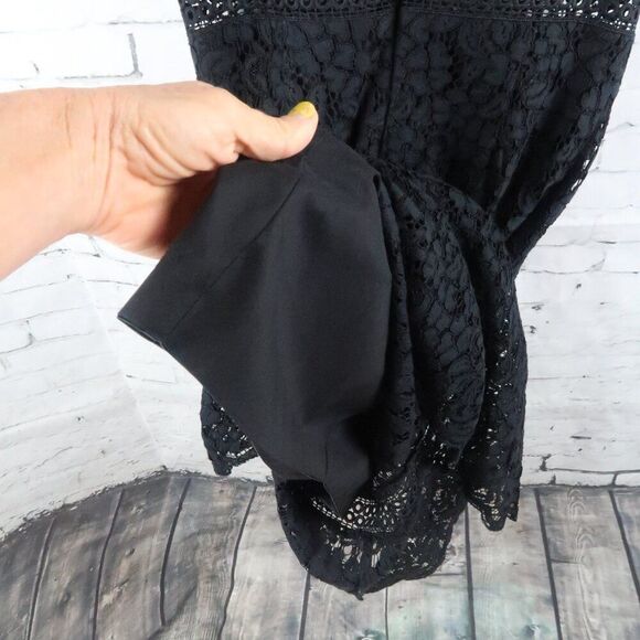 BARDOT BLACK DEEP V NECK SLEEVELESS LACE OVERLAY ANKLE LENGTH DRESS SIZE 4 - Picture 13 of 14